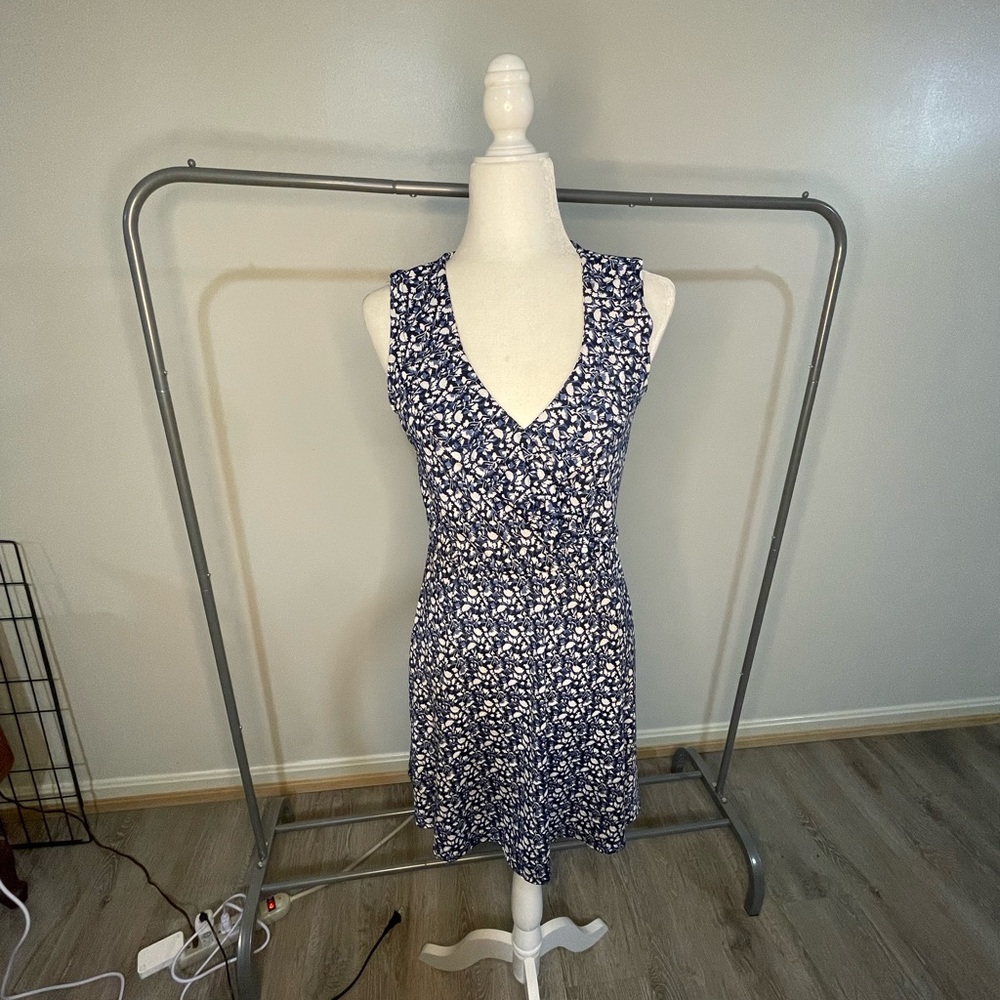 Navy Floral Sleeveless Mini Dress